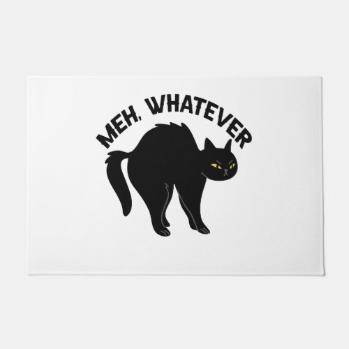 Meh Whatever Funny Kawaii Black Cat Animal Lovers  Doormat