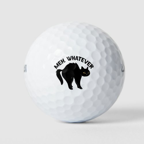 Meh Whatever Funny Kawaii Black Cat Animal Lovers  Golf Balls