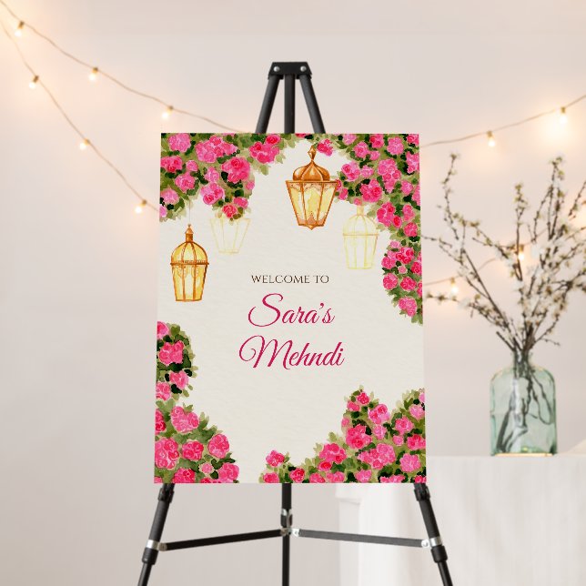 Mehendi decor Mendhi sign as Mehndi welcome signs (In Situ (Stand))