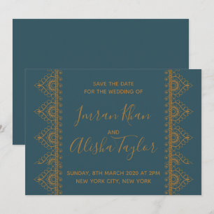 Mehendi Indian Wedding Save the date hamsa Henna