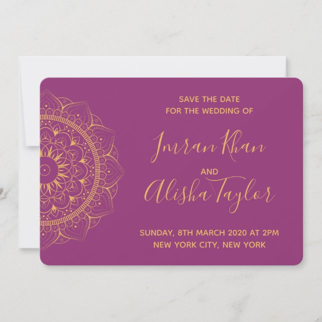 Mehendi Indian Wedding Save the date hamsa Henna (Front)