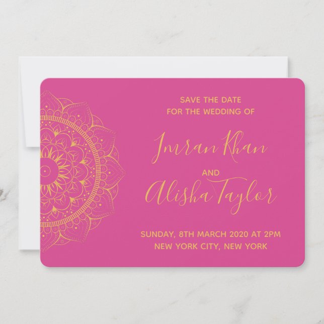 Mehendi Indian Wedding Save the date hamsa Henna (Front)