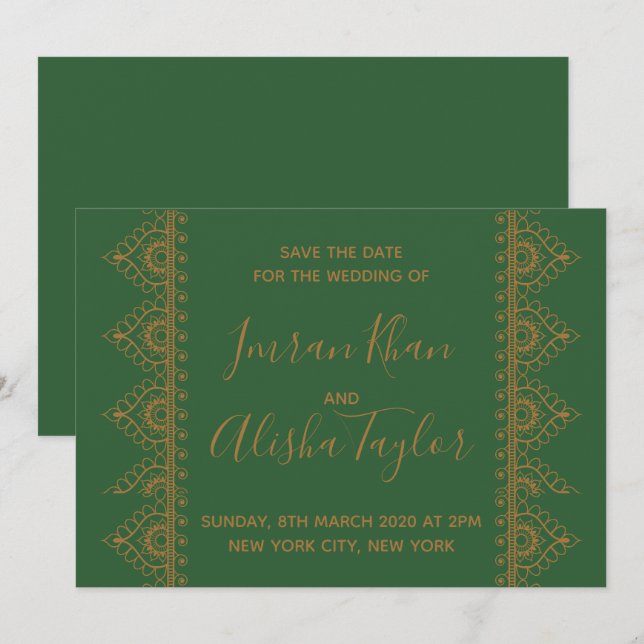 Mehendi Indian Wedding Save the date Invitation (Front/Back)
