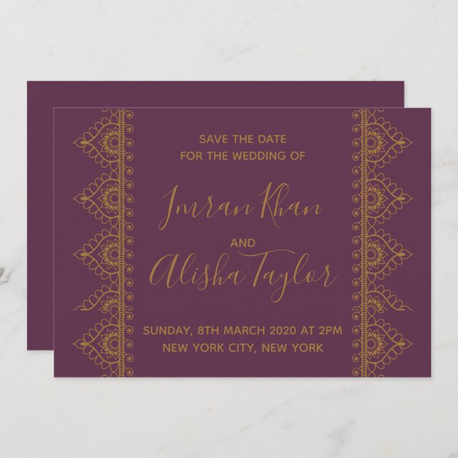 Mehendi Indian Wedding Save the date Invitation (Front/Back)