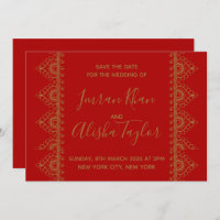 Mehendi Indian Wedding Save the date Invitation