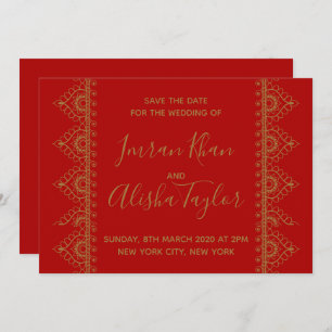 Mehendi Indian Wedding Save the date Invitation