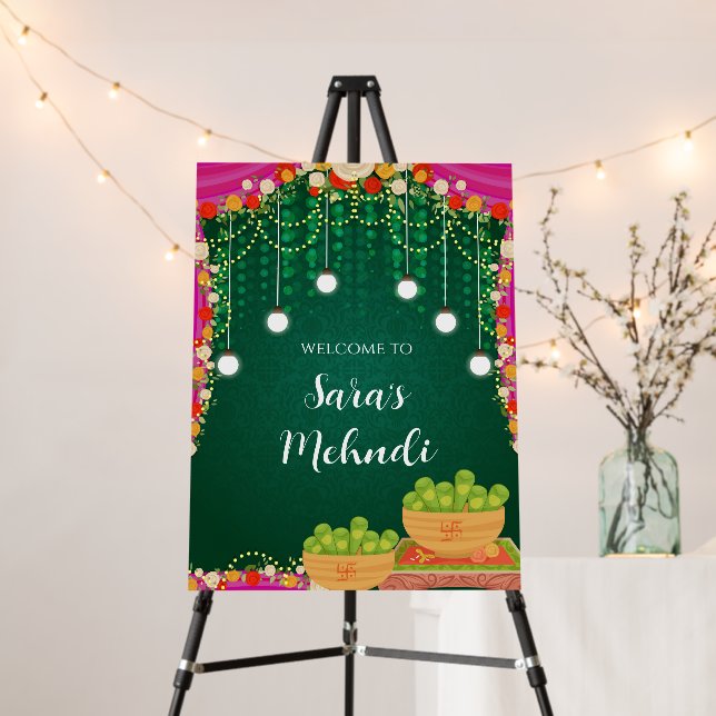 Mehendi sign & Mehendi welcome sign Mendhi Sign (In Situ (Stand))