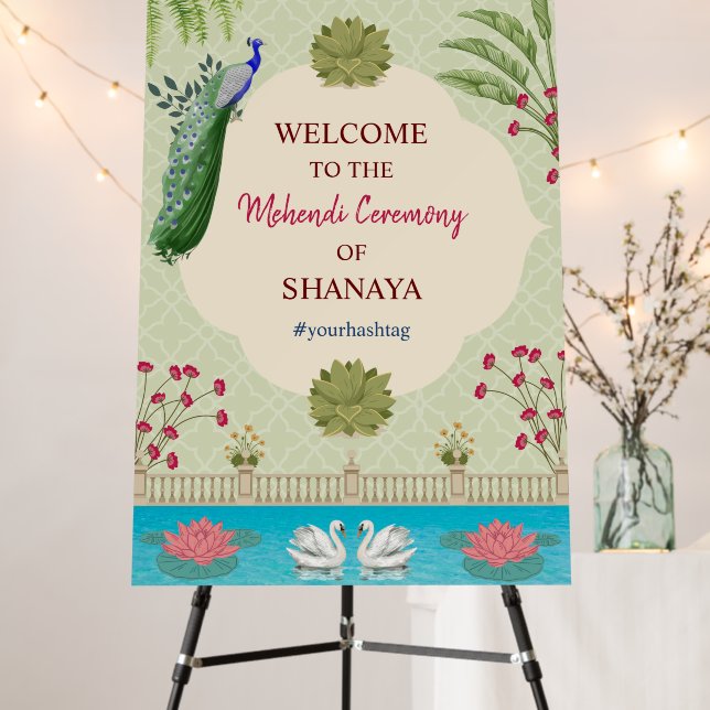 Mehendi Welcome Sign Board Indian wedding signs (In Situ (Stand))