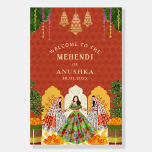 Mehendi Welcome sign friends Mendhi decor signage