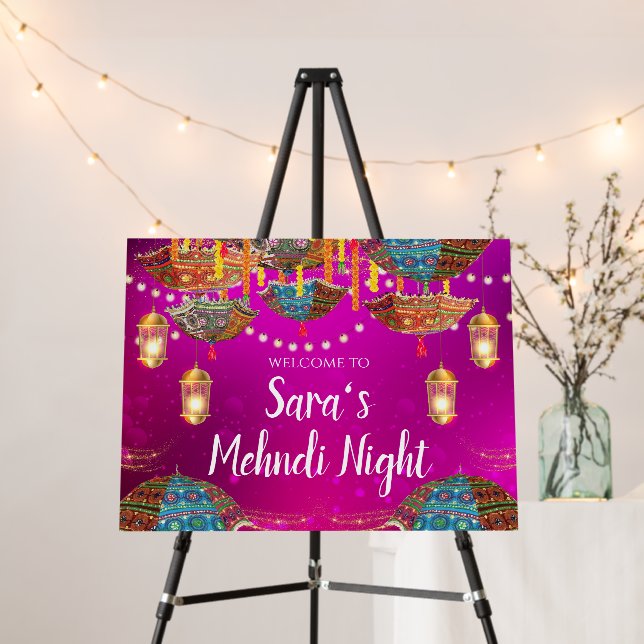 Mehendi welcome sign & Mehndi decor Mehndi signs (In Situ (Stand))