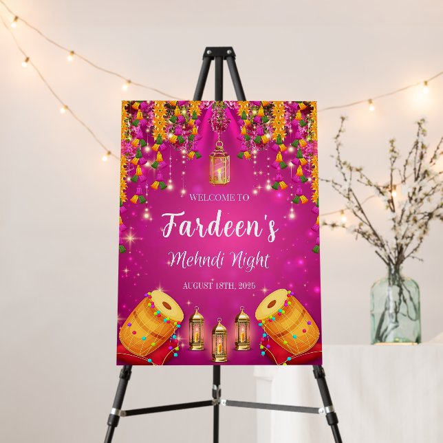 Mehendi welcome sign & Mehndi decor, Mendhi poster (In Situ (Stand))