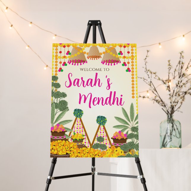 Mehendi Welcome Sign Mehndi posters & Mehndi sign (In Situ (Stand))