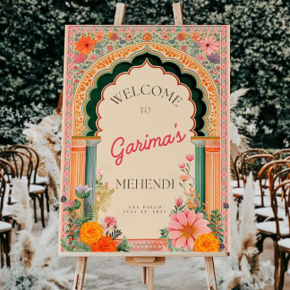 Mehendi Welcome Sign, Mehndi Wedding Decor Backdro Foam Board