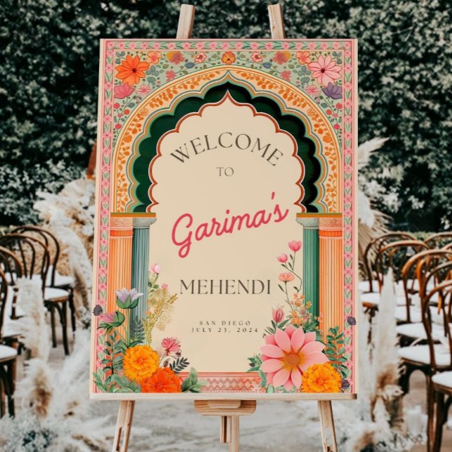 Mehendi Welcome Sign, Mehndi Wedding Decor Backdro Foam Board (Creator Uploaded)