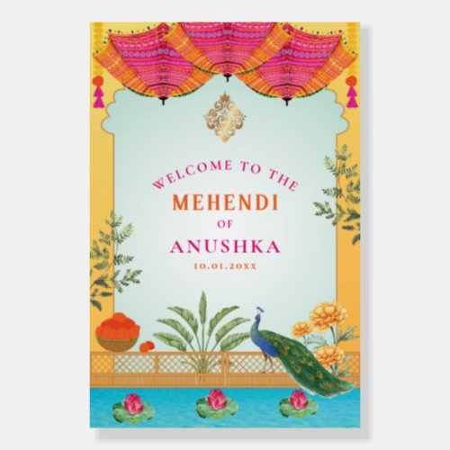 Mehendi Welcome sign Peacock Mendhi welcome signs