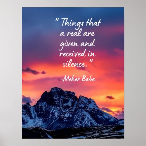 Meher Baba Silence Quote  Poster