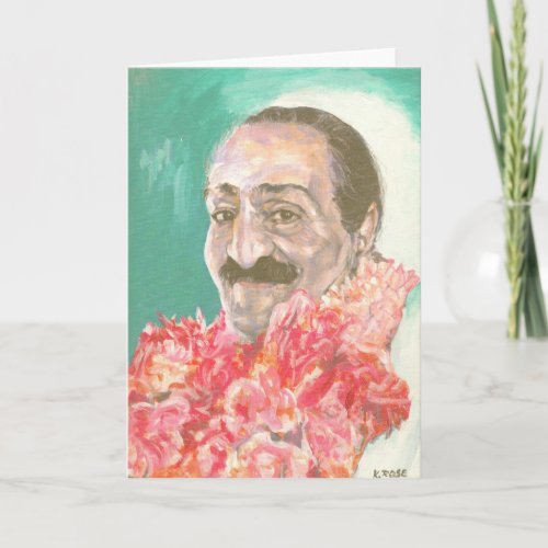 Meher Baba with flowers Card