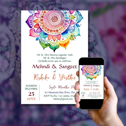 Mehndi and Sangeet colorful mandala template