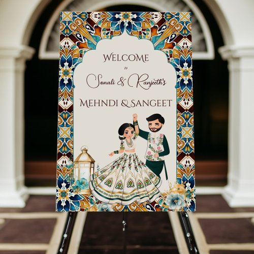 Mehndi and sangeet Indian wedding welcome sign