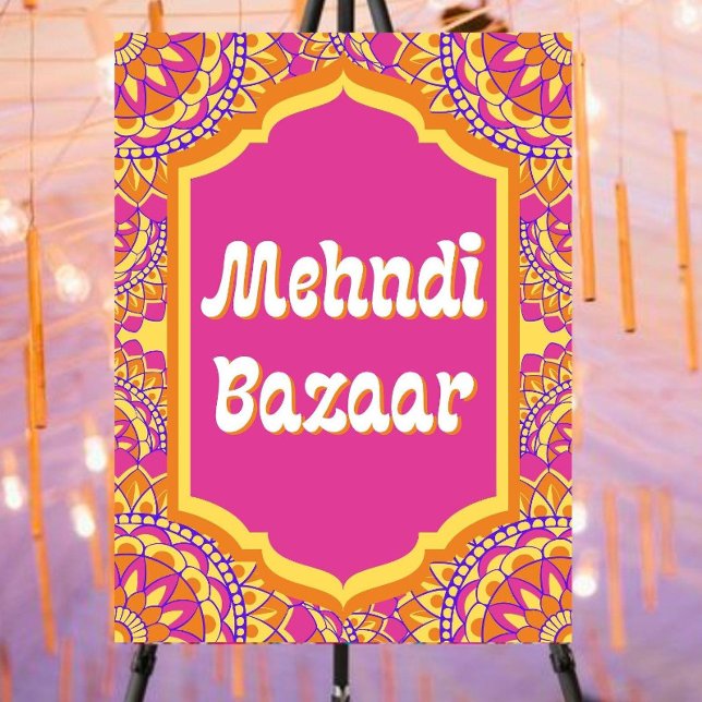 Mehndi Bazaar Sign: Desi Party Decor (Digital Down Foam Board (Creator Uploaded)