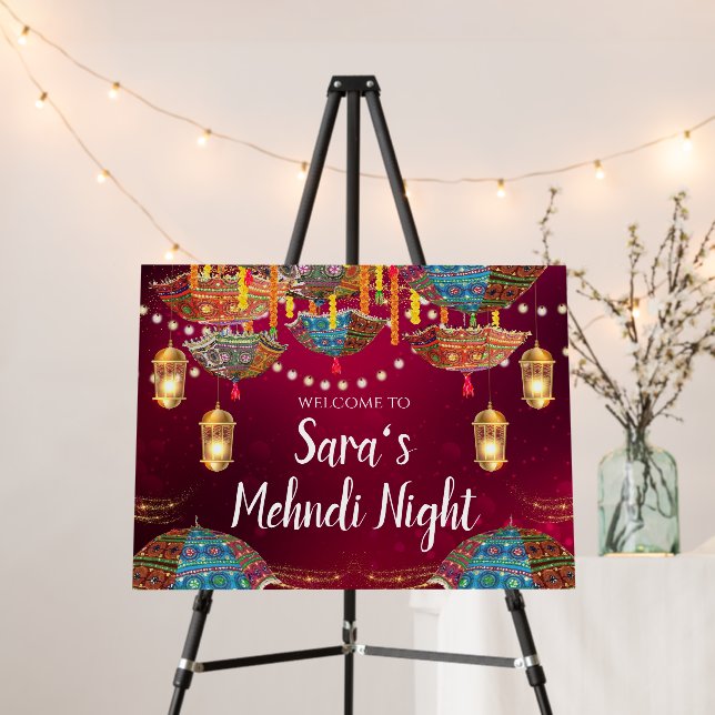 Mehndi decor & Mehndi Welcome Sign, Mehendi signs (In Situ (Stand))