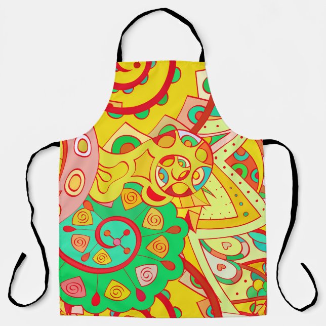 Mehndi Doodle: Colorful Ethnic Texture. Apron (Front)