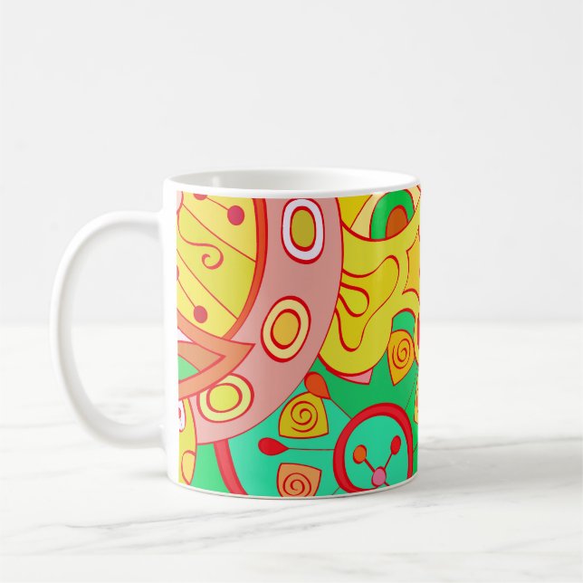 Mehndi Doodle: Colorful Ethnic Texture. Coffee Mug (Left)