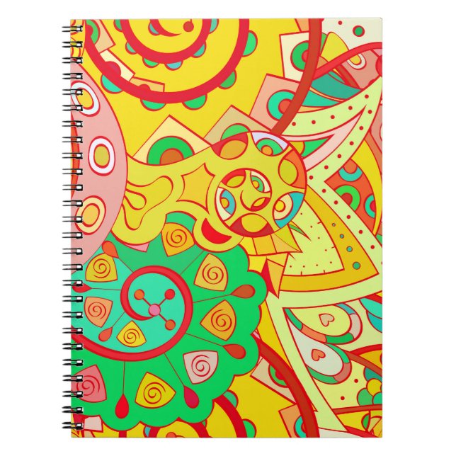 Mehndi Doodle: Colorful Ethnic Texture. Notebook (Front)