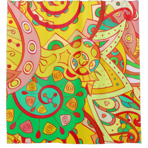Mehndi Doodle: Colorful Ethnic Texture. Shower Curtain