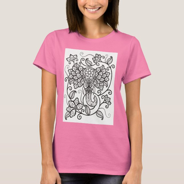 Mehndi Elephant T Shirt (Front)