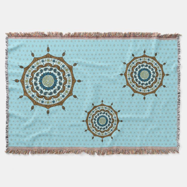 Mehndi Fantasy Copper Throw Blanket (Front)