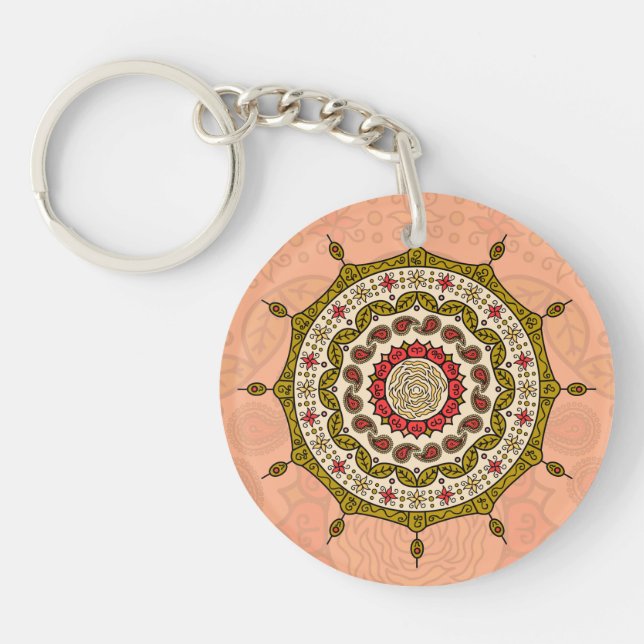 Mehndi Fantasy Gold Acrylic Keychain (Front)