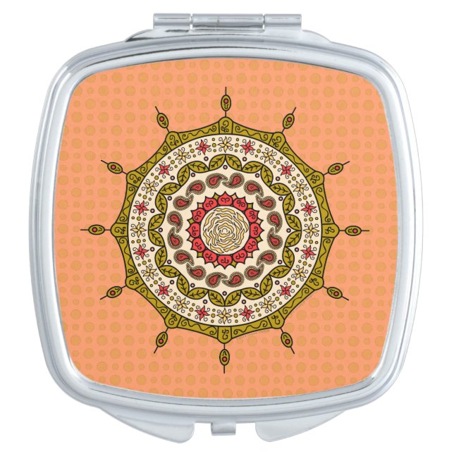 Mehndi Fantasy Gold Compact Mirror (Front)