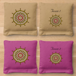 Mehndi Fantasy Gold Cornhole Bags