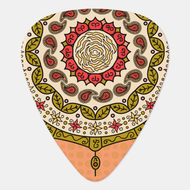 Mehndi Fantasy Gold Guitar Pick (Front)