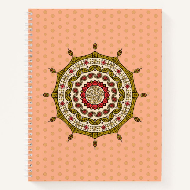 Mehndi Fantasy Gold Spiral Notebook (Front)