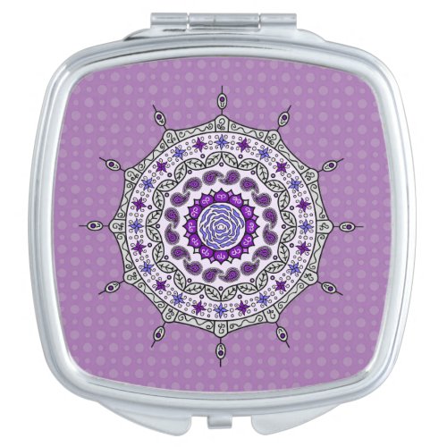 Mehndi Fantasy Silver Compact Mirror