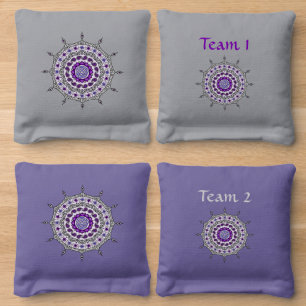 Mehndi Fantasy Silver Cornhole Bags