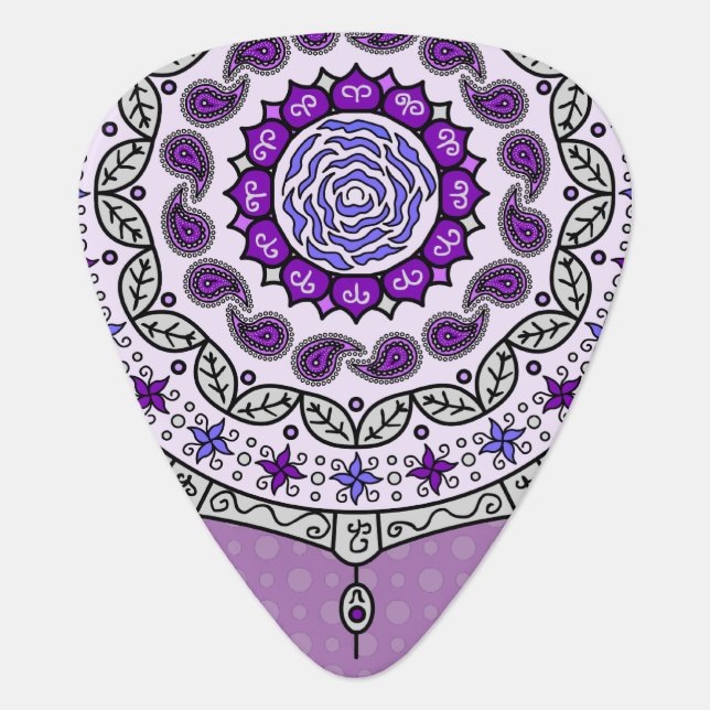 Mehndi Fantasy Silver Guitar Pick (Front)