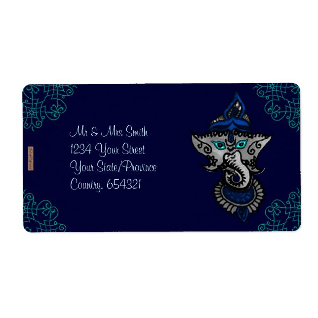 Mehndi Ganesha (Blue) Label (Front)