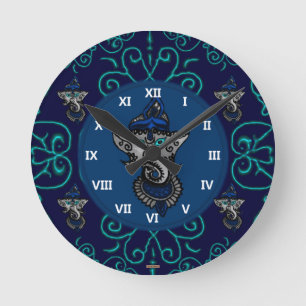 Mehndi Ganesha (Blue) Round Clock