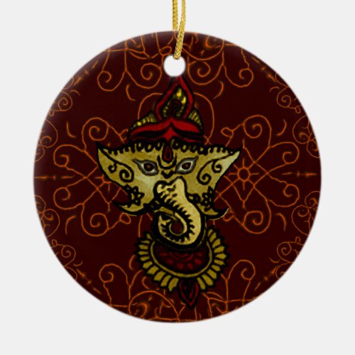 Mehndi Ganesha Ceramic Ornament