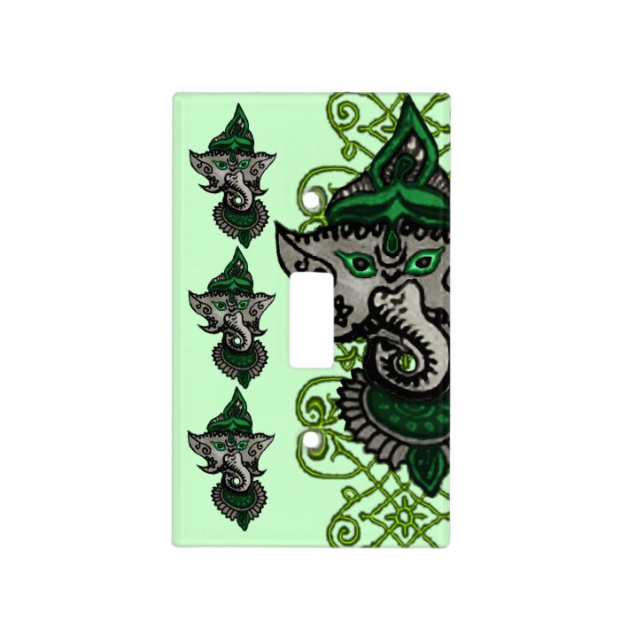 Mehndi Ganesha (Green) Light Switch Plate