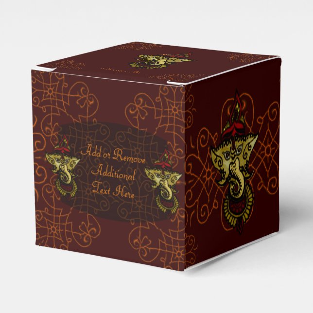 Mehndi Ganesha (Red) Favor Boxes (Front Side)
