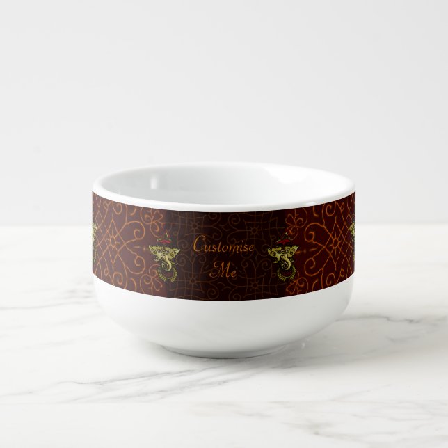 Mehndi Ganesha (Red) Soup Mug (Front)