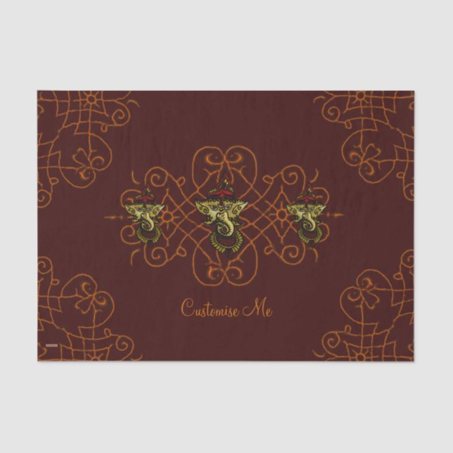 Mehndi Ganesha (Red) Tissue Paper (Front)