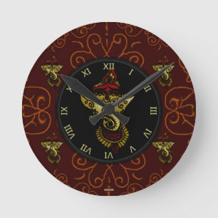 Mehndi Ganesha Round Clock