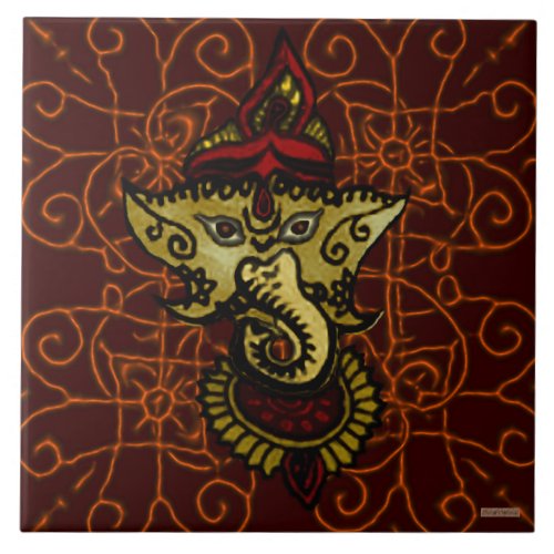 Mehndi Ganesha Tile