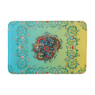 Mehndi Green Floral Art, Infinite Splendor Bath Mat