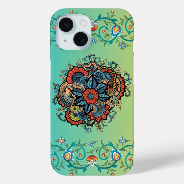 Mehndi Green Floral Art, Infinite Splendor Case-Mate iPhone Case (Back)